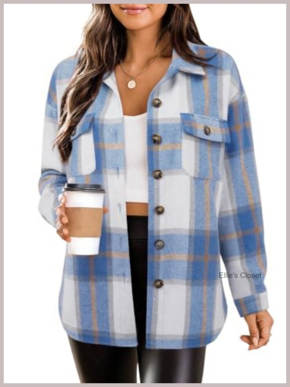 Women's Plaid Flannel Shacket Casual Winter Coat